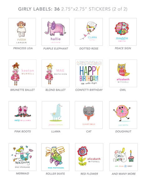 girl stickers (confetti birthday)