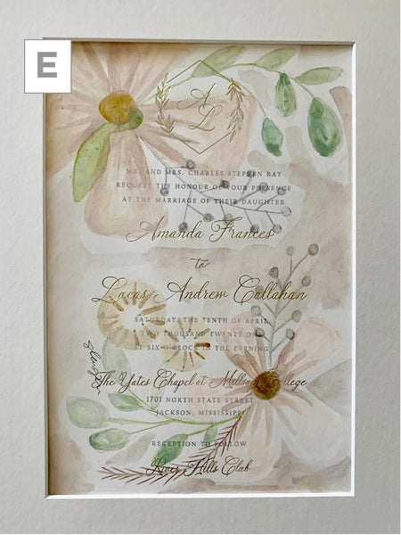Custom Painted Wedding Invite-E