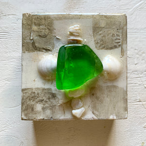 resin stone cross (green)