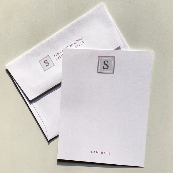 Single Monogram Notecards