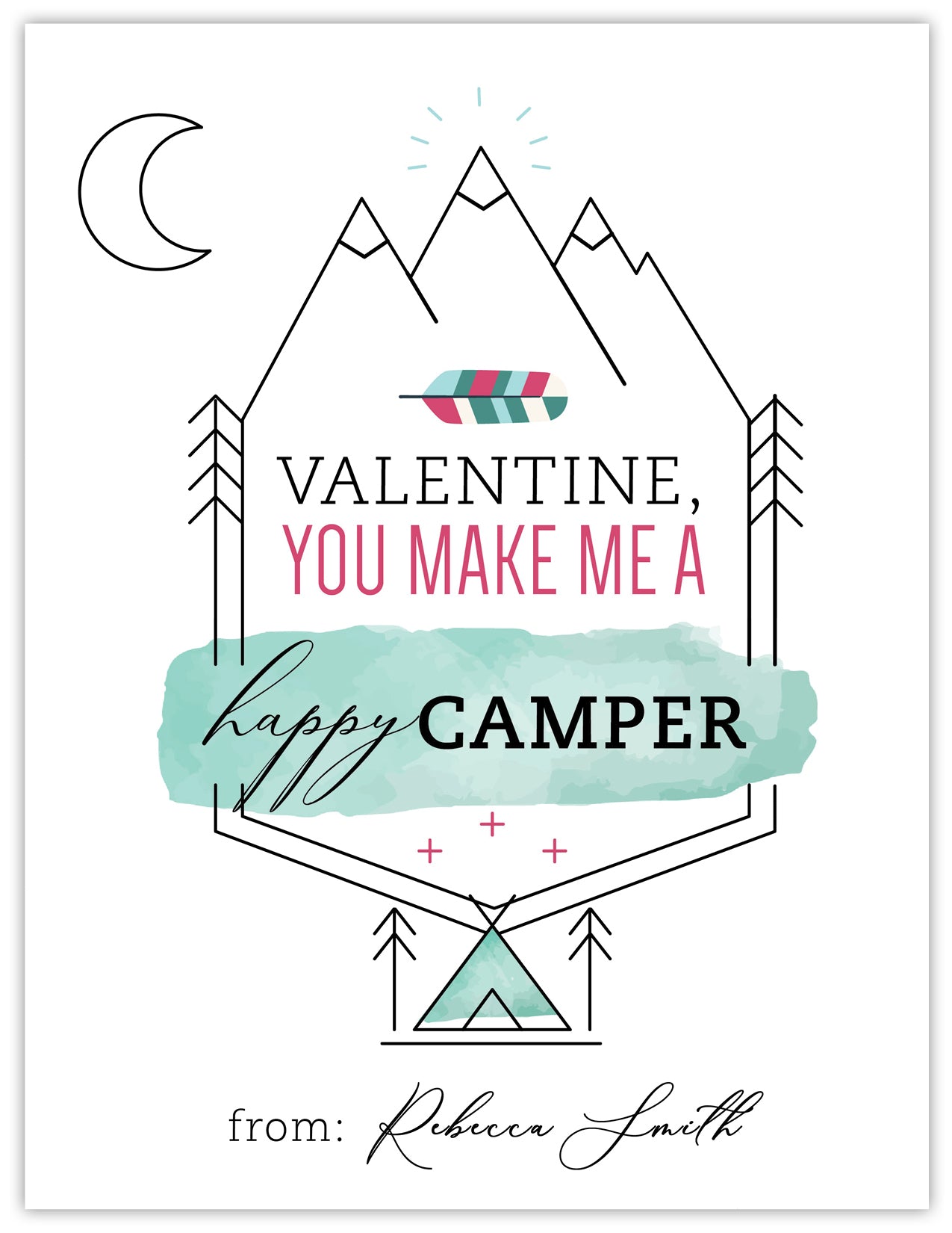 Happy Camper Girl Valentine