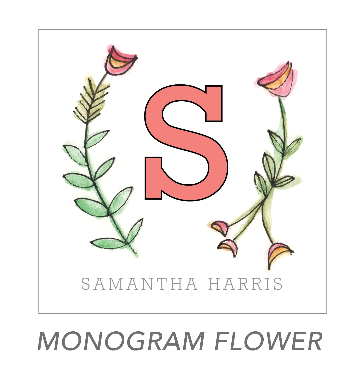 grown up stickers (MONOGRAM FLOWER)